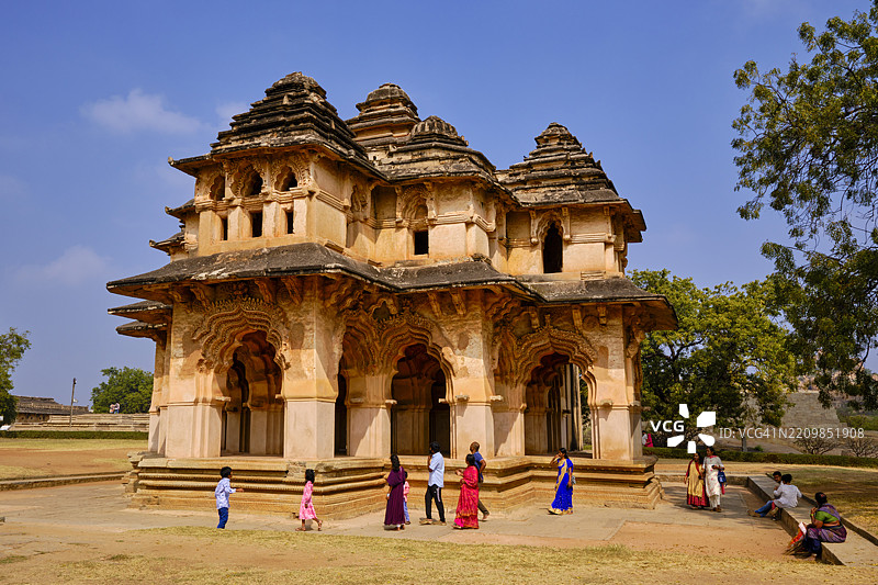 印度，卡纳塔克邦，汉皮，维贾亚纳加尔王国在14至16世纪的最后一个伟大印度教王国的首都图片素材