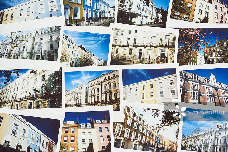伦敦联排别墅的即时旅行假期照片集合放在桌子上图片素材