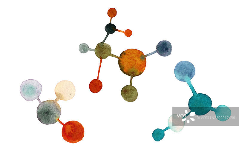 多彩的抽象水彩插图，表现为分子结构的连接点图片素材