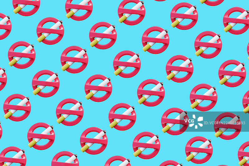 无烟标志的无缝图案。无烟日的概念。图片素材