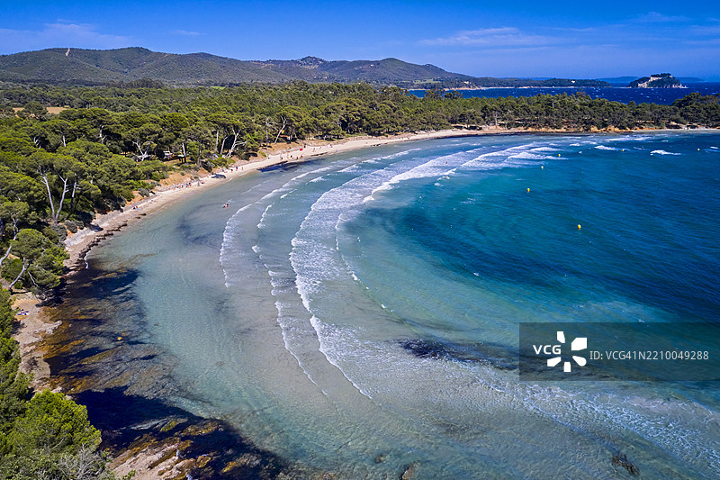 法国，瓦尔省，博尔梅-莱-米莫萨斯，海岸小径，埃斯塔尼奥尔海滩图片素材