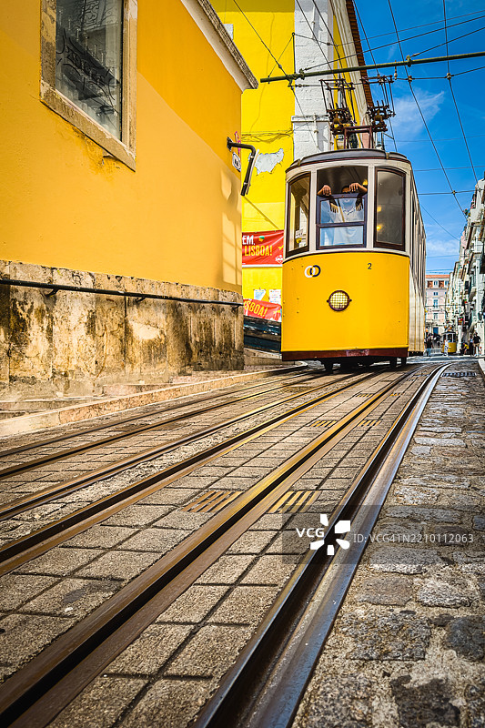 里斯本，葡萄牙的“杜阿尔特·贝洛”缆车。图片素材