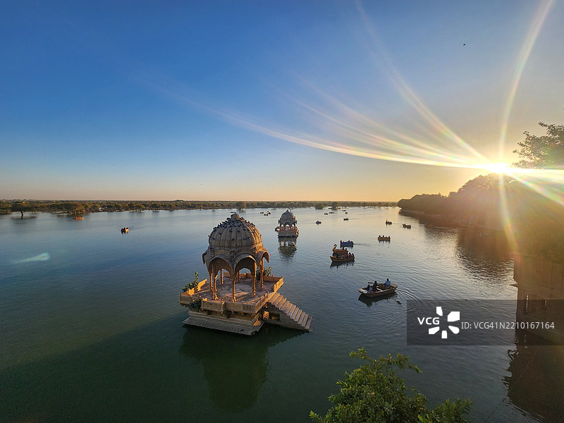 贾伊萨尔梅尔的加迪萨尔湖广角视图图片素材