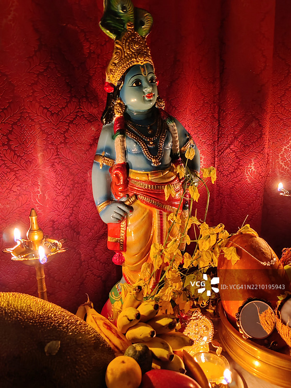 吉祥的克里希纳神像/维苏卡尼/快乐的维苏/马拉雅拉姆新年图片素材