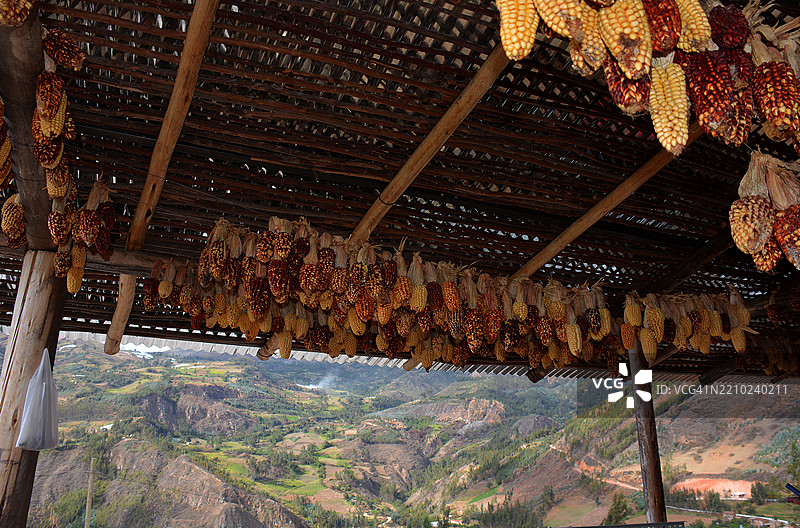 在秘鲁晾晒玉米图片素材