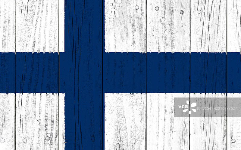 芬兰国旗绘制在木质牌匾上图片素材