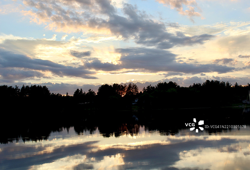 日落时分湖泊与天空的美丽景色图片素材
