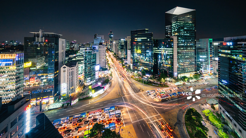首尔韩国江南夜景全景图片素材