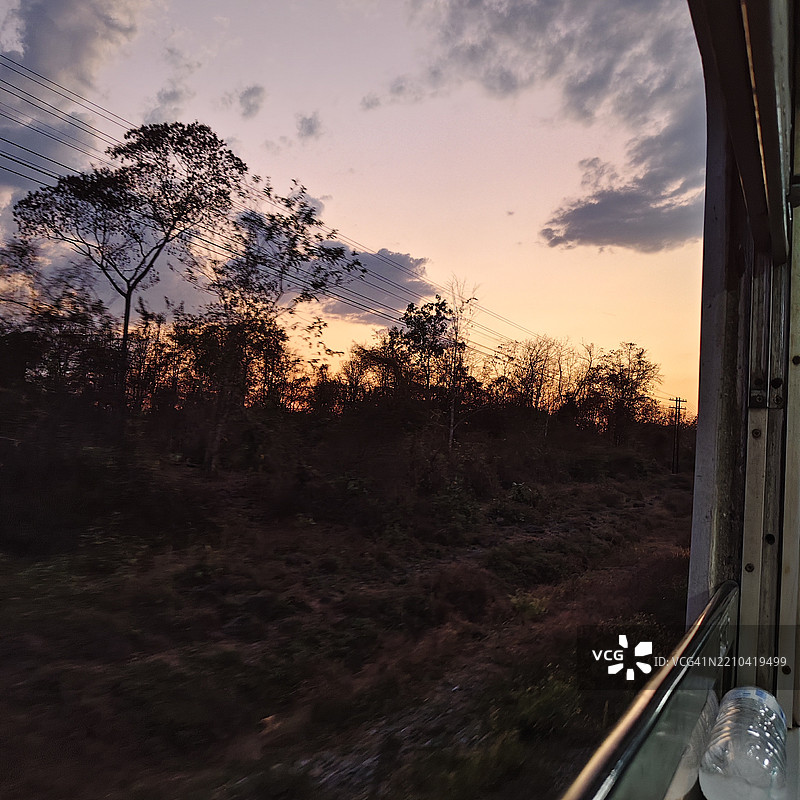 泰国日落时分的天空与树木图片素材