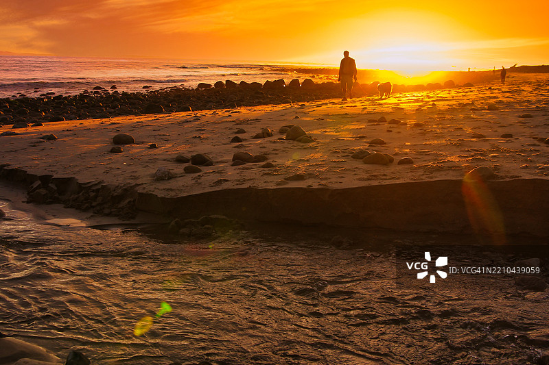 日落时分，加州蒙特西托的海洋与天空的美丽景色图片素材