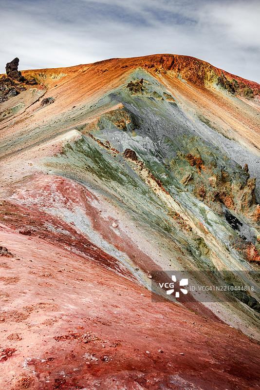 兰德曼纳劳卡尔，冰岛 封面上是色彩斑斓的布伦尼斯泰因萨尔达火山图片素材