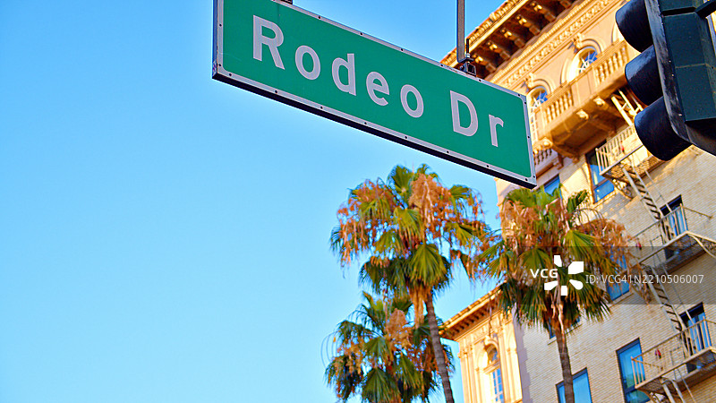 罗迪欧大道标志。购物街图片素材