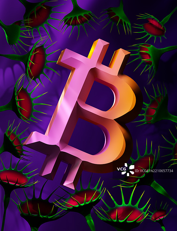 比特币标志飞虫捕手图片素材