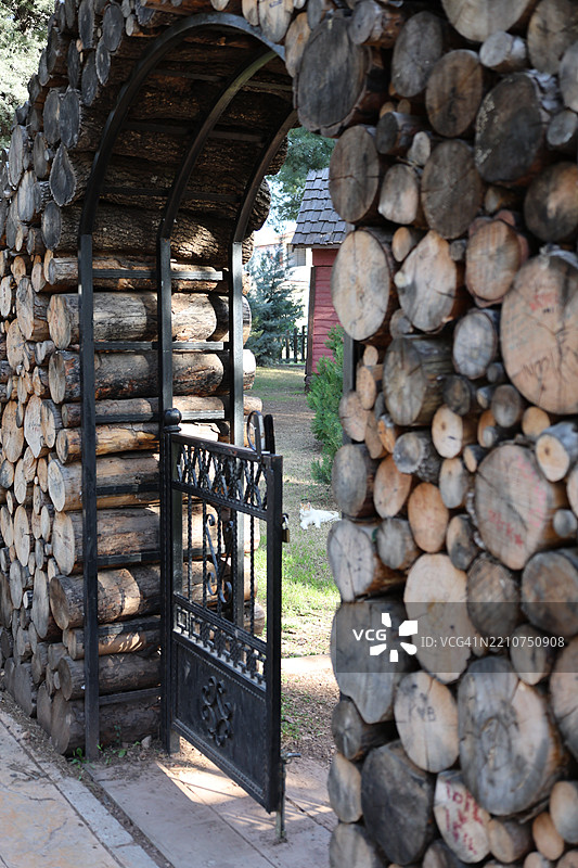 木栅栏的特写镜头图片素材