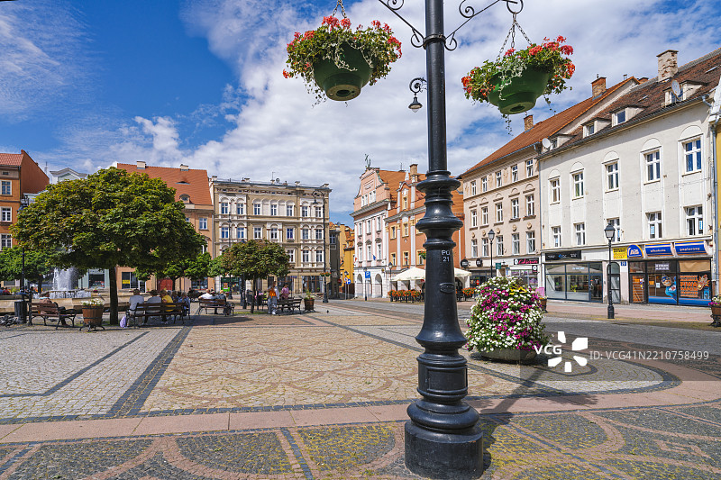 波兰下西里西亚省瓦乌布日赫市的老城区主广场图片素材