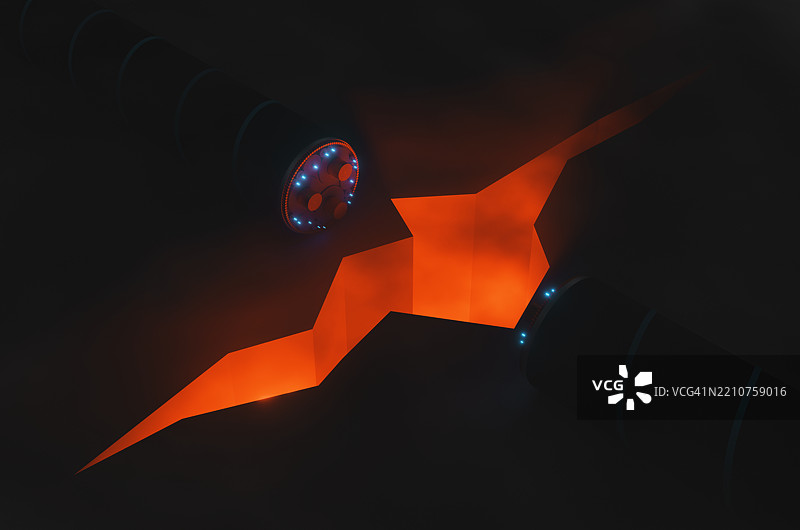 地震后，海底断层附近的水下互联网电缆。图片素材