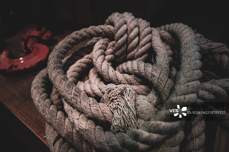 用于船只的麻绳，在柜台上出售图片素材