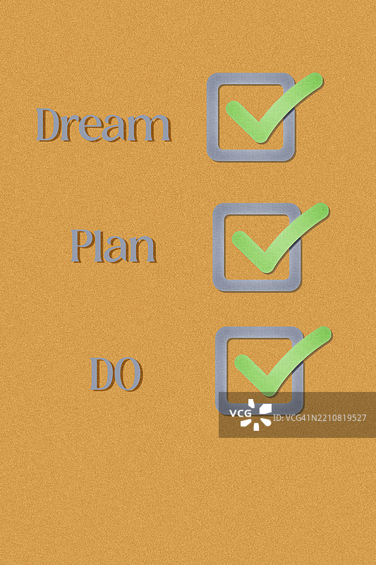 清单：梦想，计划，行动，目标图片素材