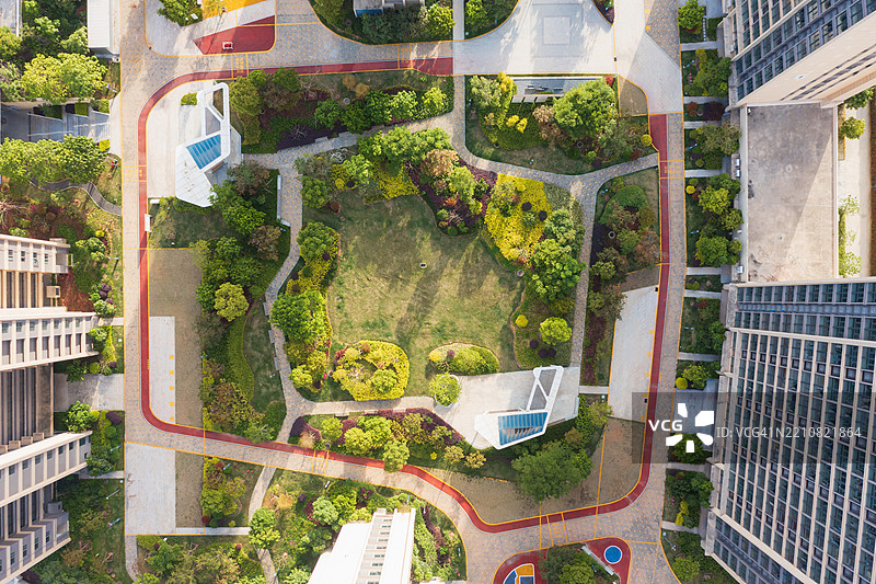 住宅区绿化的航拍镜头图片素材