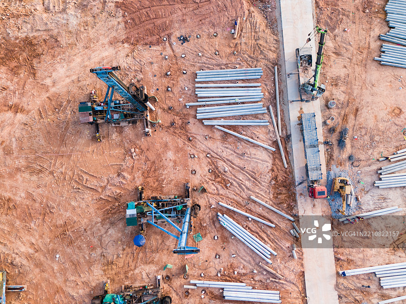 房屋基础施工和打桩机械图片素材