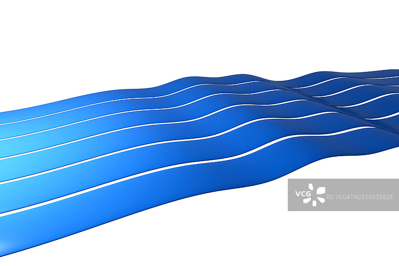 白色背景上的抽象蓝色波浪设计，带有流畅的曲线图片素材