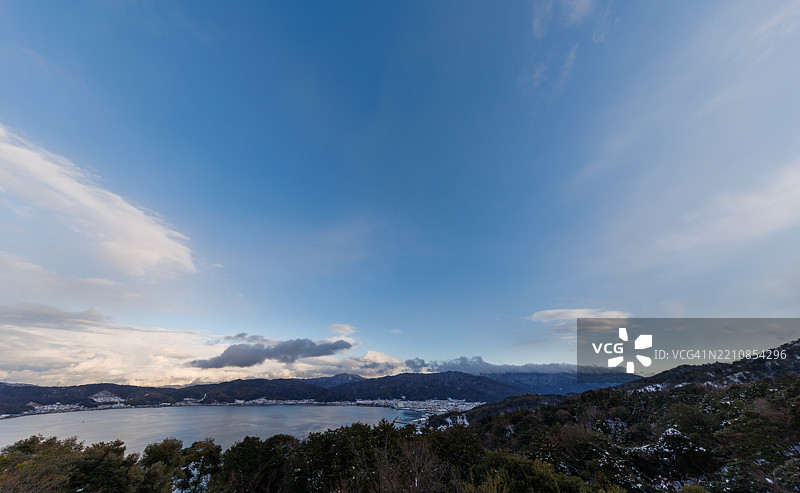 冬季京都宫津市的日落景色图片素材