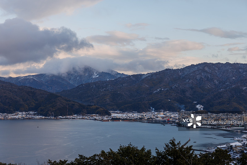冬季京都宫津市的日落景色图片素材