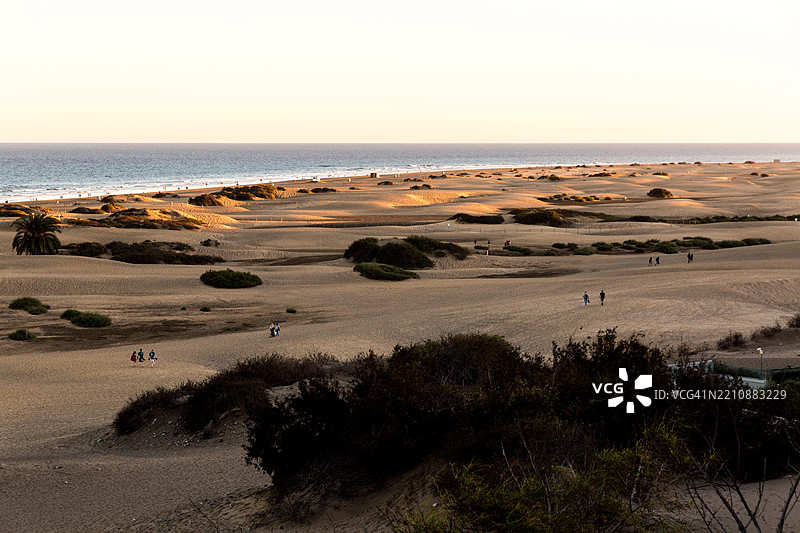 西班牙大加那利岛的马斯帕洛马斯沙丘日落景色图片素材