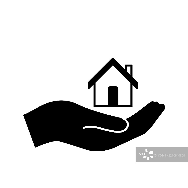 手持房屋图标，背景为白色图片素材