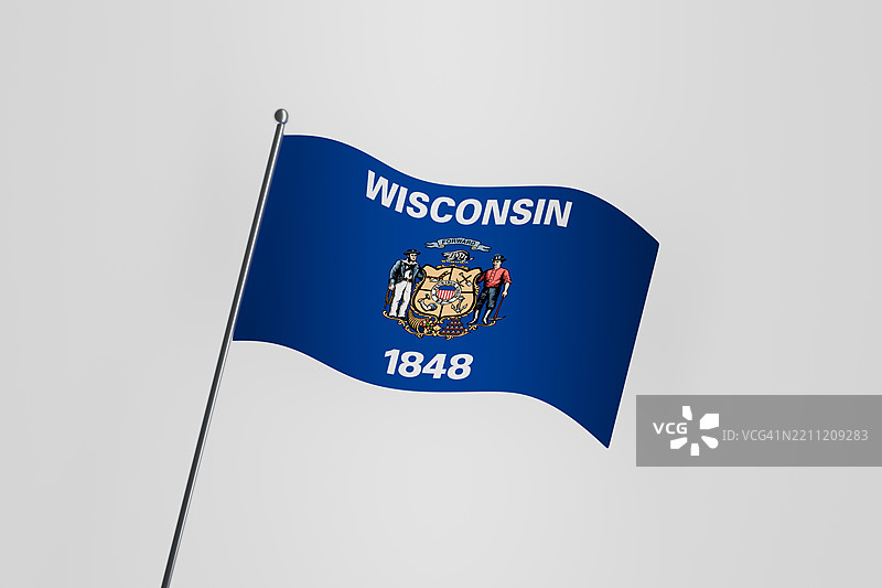 威斯康星州旗帜图标在白色背景上图片素材