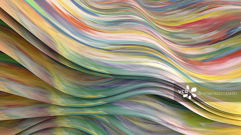 抽象的3D回收塑料纸张，带有多彩波浪图案图片素材