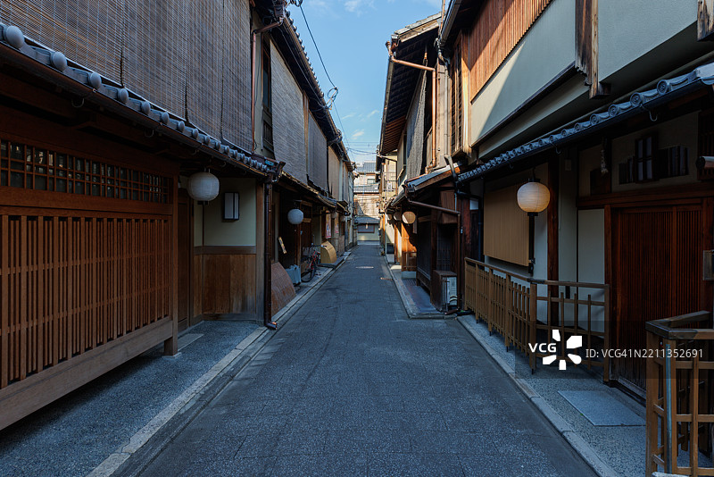 日本京都的早晨街道，日式风格图片素材