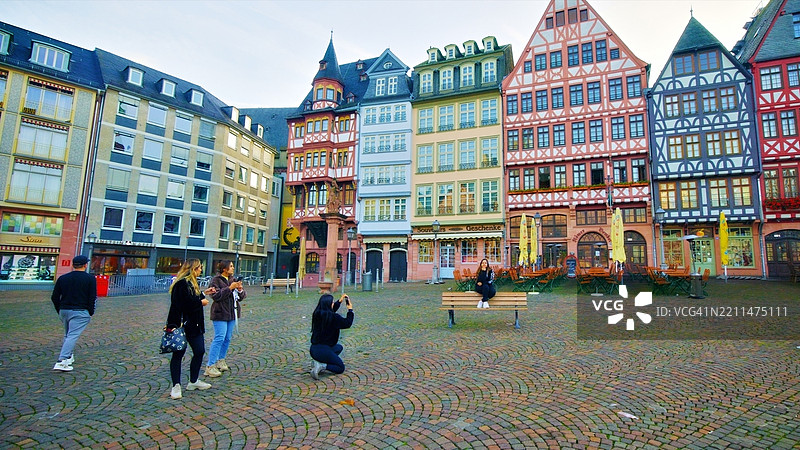 法兰克福罗梅尔贝格广场的历史建筑图片素材