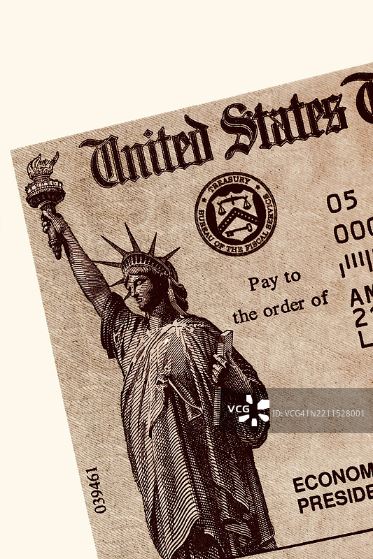 美国政府的刺激资金支票图片素材