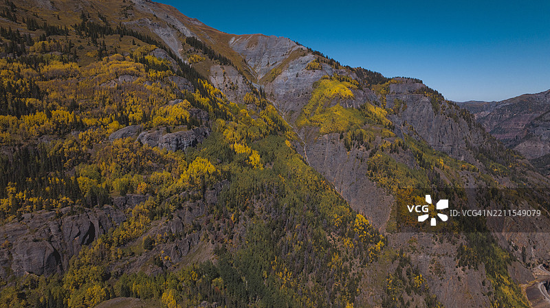 科罗拉多州550号公路通往银顿和乌瑞的秋季色彩图片素材