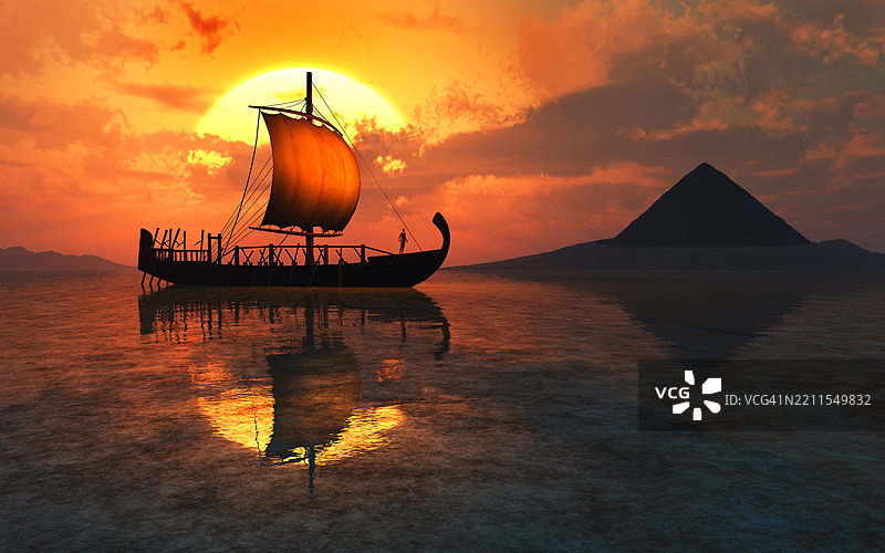 古老的船只穿越尼罗河图片素材