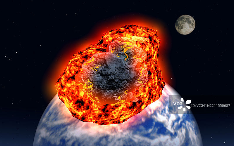 小行星撞击地球大气层图片素材