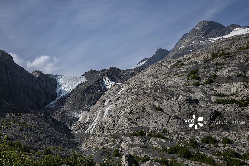 沃西顿冰川位于阿拉斯加的瓦尔迪兹，是阿拉斯加最易接近的冰川之一。图片素材