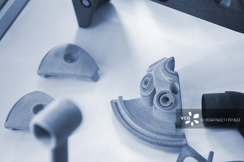 灰色聚酰胺粉末3D打印机模型特写细节图片素材