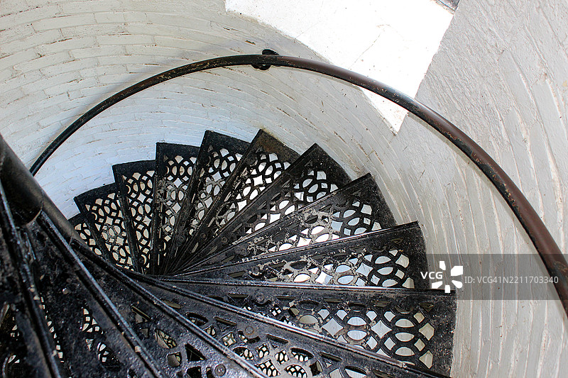 高角度俯视楼梯，密歇根州，快速河，美国图片素材