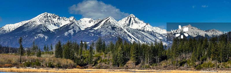 雪山与天空的全景视图图片素材