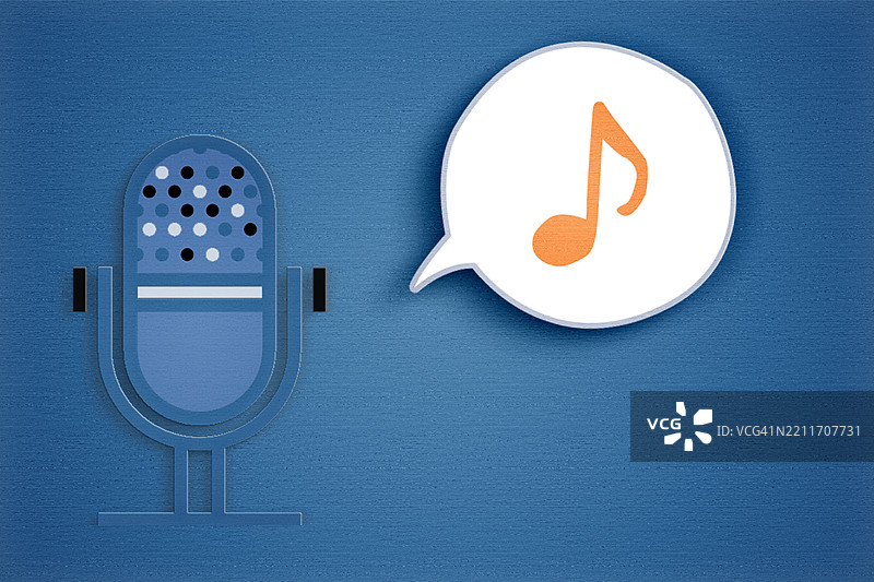 复古风格的纸艺麦克风，播客用。图片素材