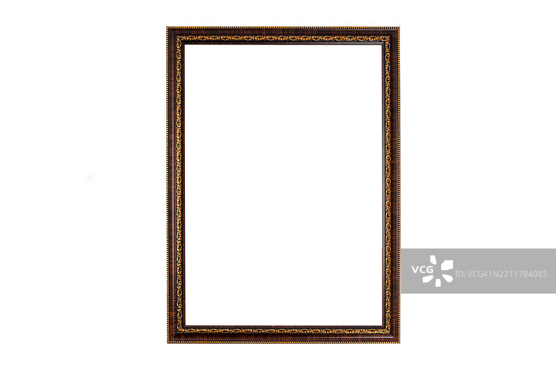 一幅金色框架的画作，背景为白色图片素材