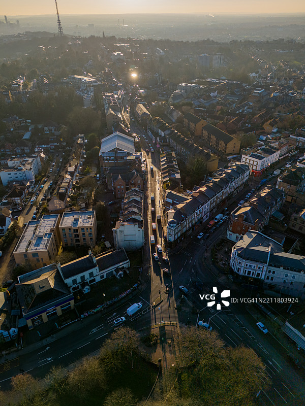 城市街道的高角度视图图片素材