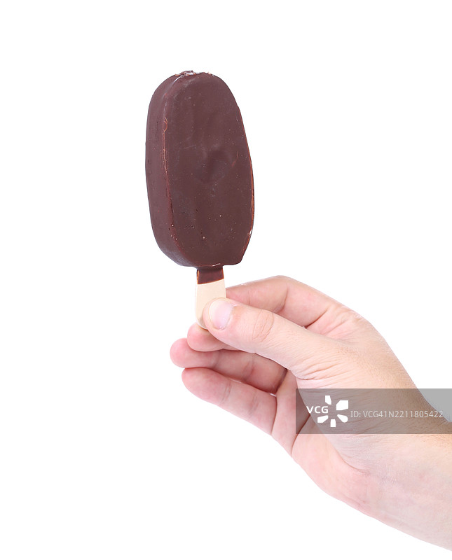 手握巧克力香草冰淇淋图片素材