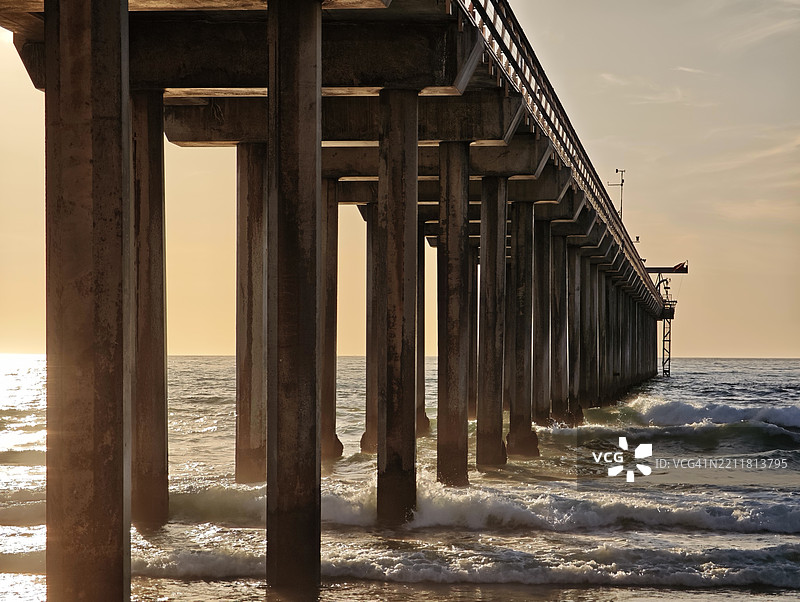 加利福尼亚州圣地亚哥的海上码头景观，背景是天空。图片素材