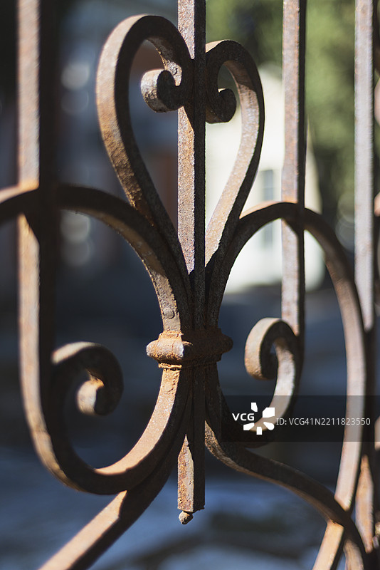 金属围栏的特写镜头图片素材