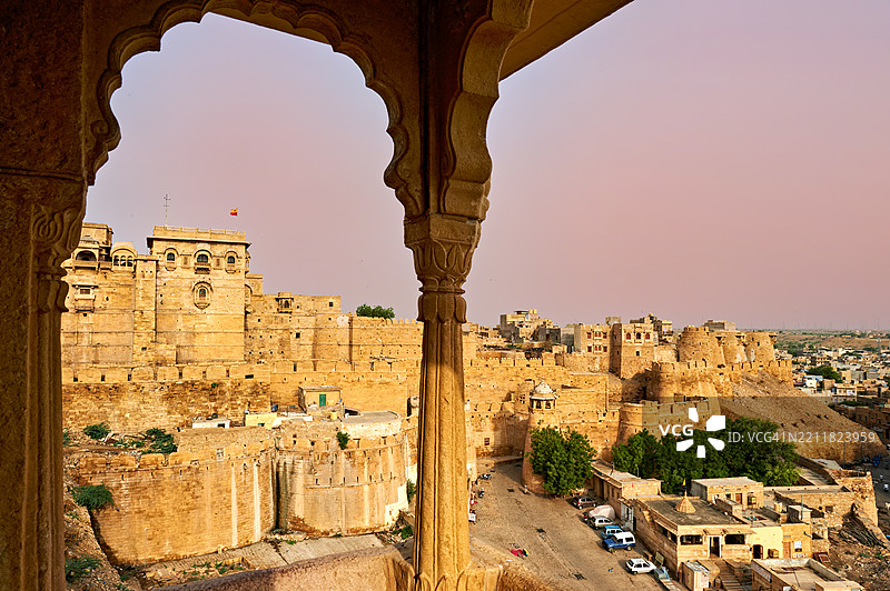 印度拉贾斯坦邦杰沙梅尔的日落墙壁图片素材