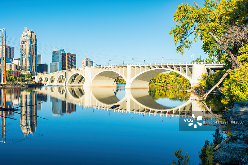 明尼苏达州明尼阿波利斯市中心的桥图片素材