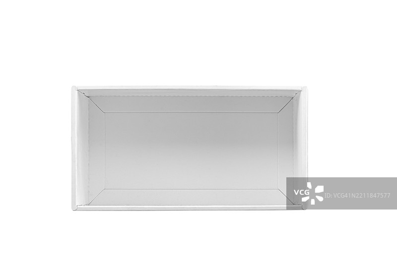 白色背景上孤立的打开白色纸盒。剪切路径。图片素材